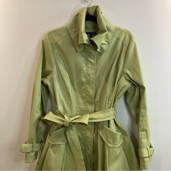 SAMUEL DONG Sz L Bubble Hem High Collar Belted Pockets Buckle At Sleeves Coat - Picture 3 of 11